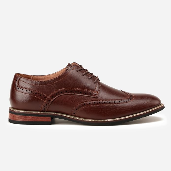 Mens Classic Cap Toe Dress Shoes Oxford for Office | Polished PU Outer Shell,Ventilated Comfortable Latex Insole. Formal Footwear Suited for Office Engagements ,Outings,Weddings