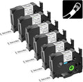 6 Pack HSe241 HS-241 17.7mm 3/4" Black on White Heat Shrink Tube Label Tape | Compatible for Brother Ptouch HSe-241 HS241 for PT-E300 PT-E500 PT-D400 PT-D600 PT-P700 PT-P750WVP PT-P710BT