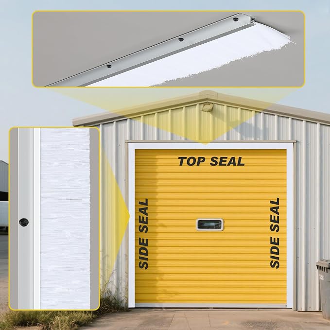 DoubleFill 10 x 10 ft Garage Door Brush Seal Kit, 3 Inch Roll up Door Seal with Aluminum Track, Heavy Duty Nylon Brush for Commercial Doors, Warehouse Barn, Energy Saving, Pest Proof, White