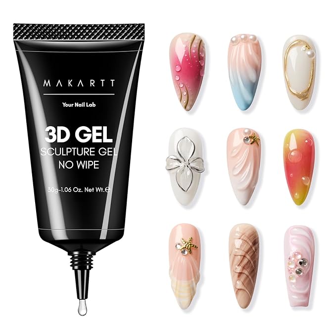 Makartt 3D Nail Gel, 30g Sculpting Gel Glue for Drawing, Molding, Nail DIY | No Wipe, Clear Rhinestone Glue, Gems Decoration, Carving and Painting Nail Art