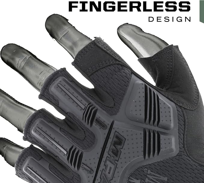 Mechanix Wear M-Pact Fingerless Tactical Impact Resistant Gloves - Impact Protection & Vibration Absorption - Heavy Duty - Machine Washable - Medium - Covert Black