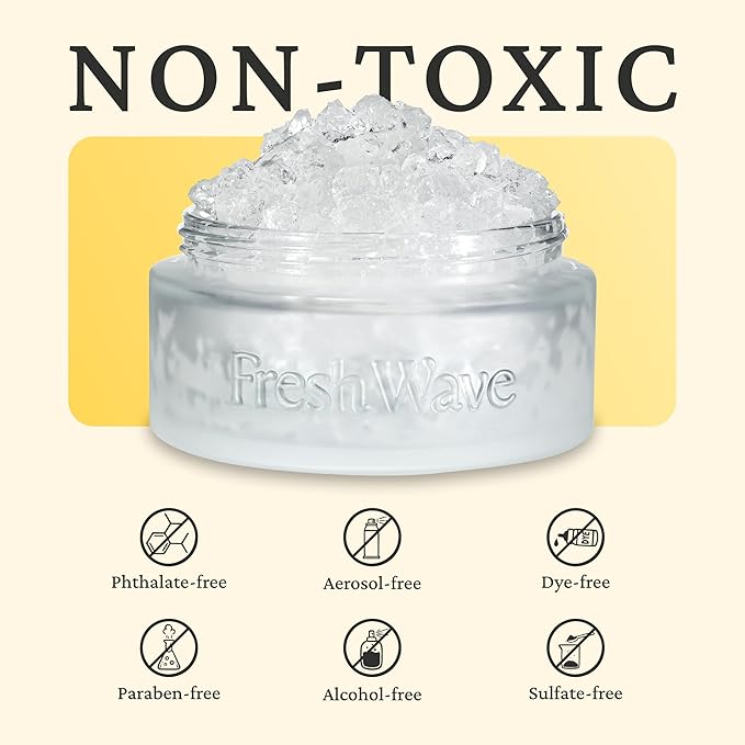 Fresh Wave Odor Removing Gel Eco-Refill, 63 oz. Lemon Scent | 4 Empty Refillable Glass Jars | 4 Room Set