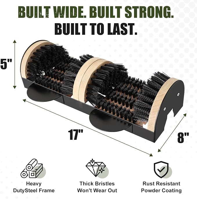 2026 Upgrade Boot Scrubber Cleaner, Heavy Duty Shoe Brush with Sturdy Steel Frame & Extra Long Dense Bristles, Efficient Mud Remover for Porch, Farm, RV