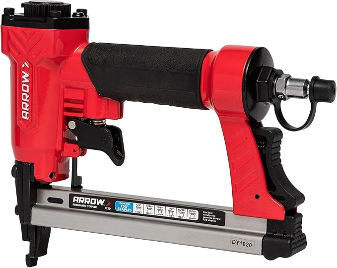 Arrow PT50 Oil-Free Pneumatic Staple Gun,Professional Heavy-Duty Stapler for Wood,Upholstery,Carpet,Wire Fencing,Fits 1/4”,5/16”,3/8",1/2",9/16” Staples,Red,(Pack of 3)