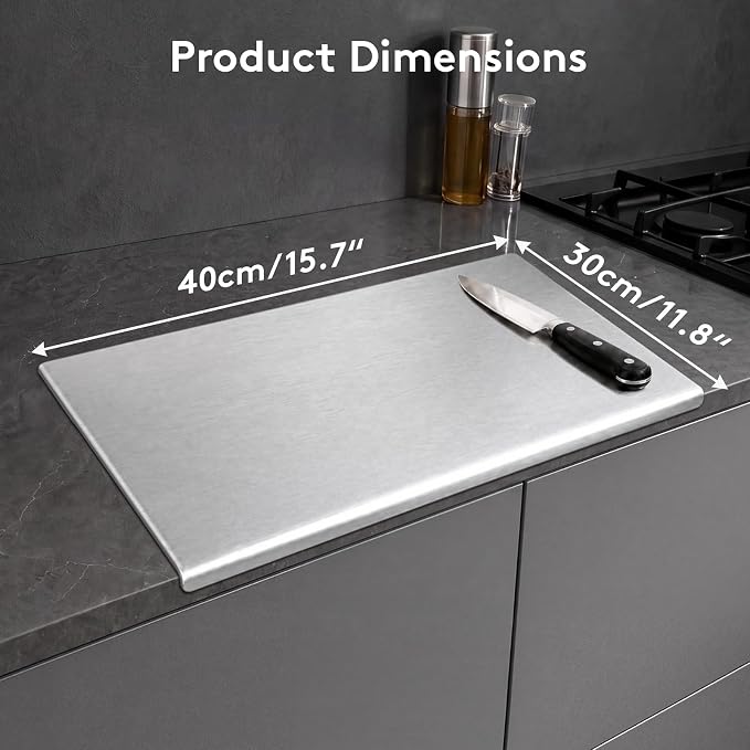 2026 NEW Titanium Cutting Boards for Kitchen, 100% Pure Titanium Kneading Cutting Board with Non Slip Pad, Large Cutting Board for Meat, Fruits, Vegetables, Bread, and Baking (15.7 x 11.8 in)