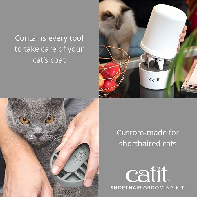 Catit Senses 2.0 Short Hair Cat Grooming Kit,White, 6 Piece Set