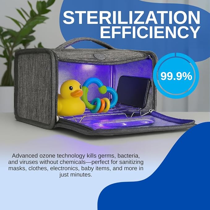 Ultimaxx USB Powered Collapsing Portable Ozone Sterilization Bag: 99.9% Clean for Masks, Clothes, Cell Phones, Electronics, Kitchenware, Baby Bottles, Pet Toys, Toothbrush, Beauty Supplies & Much More
