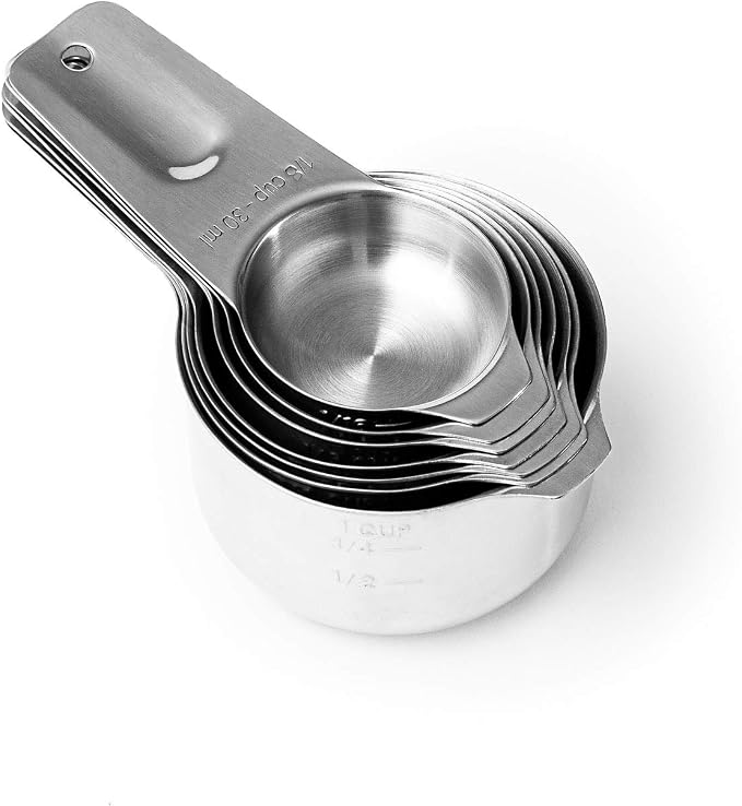 Measuring Cups and Spoons Set by Taza Kitchenware - 13 Piece Stainless Steel Metal Durable Stackable Compact Easy Scoop Cups and Spoons