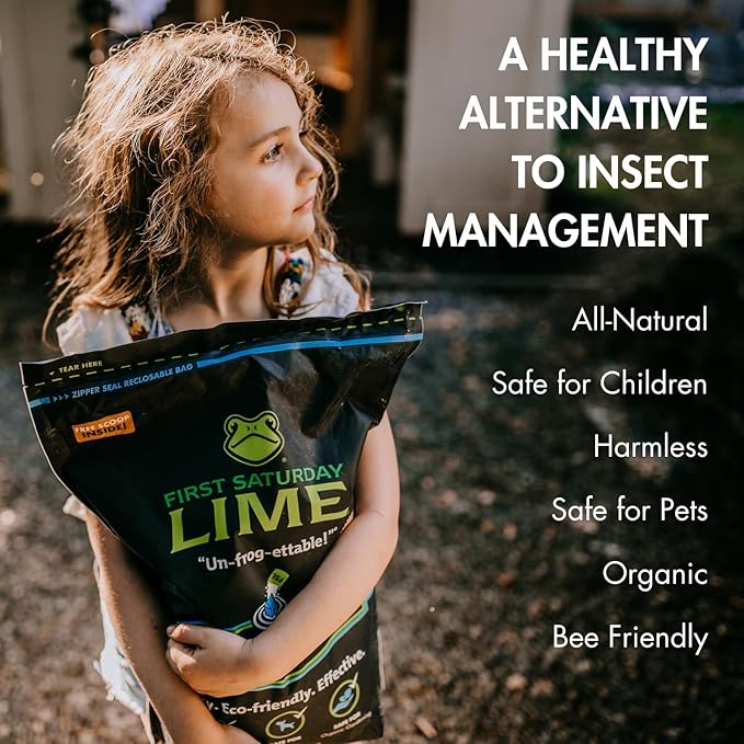 First Saturday Lime Insect Deterrent 20LB | Monthly Insect Barrier | Multi-Purpose Natural Repellent for Outdoors | Deters Ants, Ticks, Fleas & Others