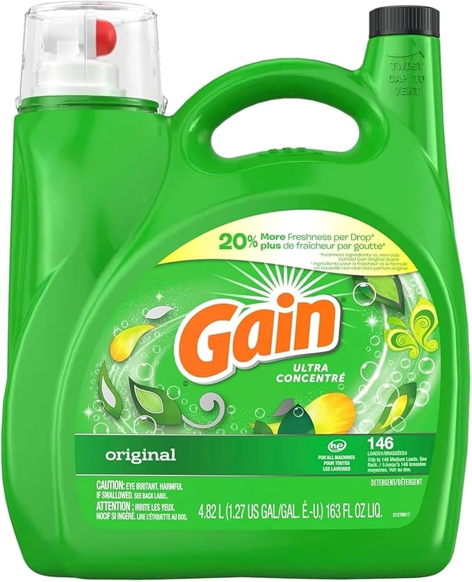 Gain High Efficiency Original Liquid Laundry Detergent, 146 Loads , Green