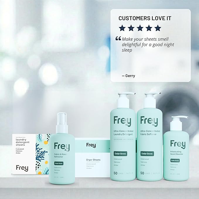 FREY Natural Liquid Fabric Softener and Conditioner | HE Laundry Softener for All Machines | Plant-Powered Eco Friendly Formula | 1-Pack, Cedar Grove