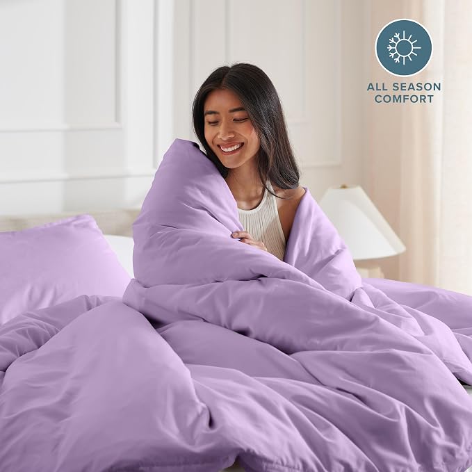 Bare Home Bedding Duvet Cover Extra Long Size - Premium 1800 Super Soft - Lightweight, Cooling Duvet Cover - Soft Breathable Bedding (Twin/Twin XL, Lavender)