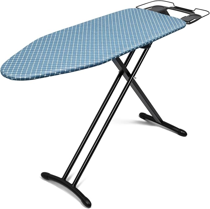 Duwee 17"x46" Ironing Board Full Size,Deluxe Ironing Board with Iron Rest | Heat Resistant Cover and Thicken Felt Pad, Adjustable Height,Heavy Sturdy Legs,Black