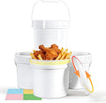 4 Pack 1 Gallon Plastic Buckets with Screw Lids & Handle, Food Grade Storage Containers for Kitchen, Freezer - Reusable White Plastic Bucket Set