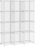 AWTATOS Cube Storage Organizer, Closet Organizers and Storage, 12 Cube Shelves Bookshelf, DIY Stackable Plastic Clothes Organizer Shelving for Bedroom, Home, Transparent Twill
