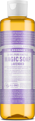 Dr. Bronner's Pure-Castile Magic Liquid Soap (Lavender, 8 Ounce) – Made with Regenerative Organic Certified Oils – For Face, Body Wash, Baby Soap & Sensitive Skin – Concentrated, Vegan, Non-GMO