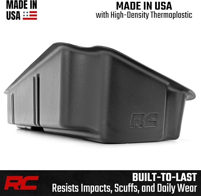 Rough Country Under Seat Storage for Chevy Silverado & GMC Sierra 1500/2500HD/3500HD Double Cab (2019-2026) - Custom Rear Under Seat Organizer Tray Without Lid