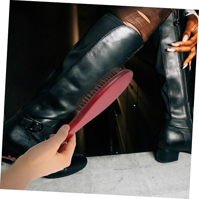 NOLITOY Portable Horsehair Shoe Cleaning Brush Handle for Polishing and Dust Removal for Footwear Care