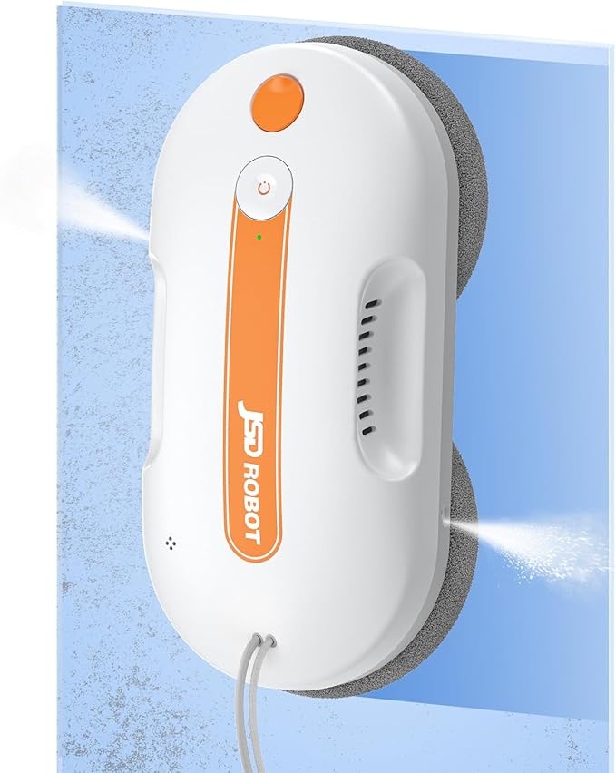 Lite Window Cleaning Robot,5300Pa Window Cleaner Robot with Pressured Wiping Dual Water Spray Close to the Border Wipe Edge Detection Intelligent Path Plan