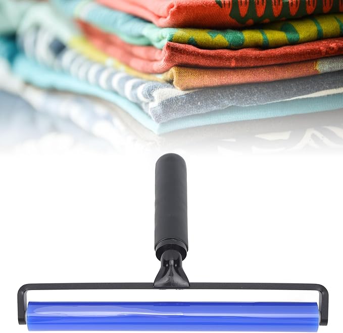 GOWENIC Static Dust Removal Roller, Sticky Blue Silicone Soft Cleaner Roller with Black Handle for Lint Pet Hair Lint Reusable Carpet Fabric (10 Inch)