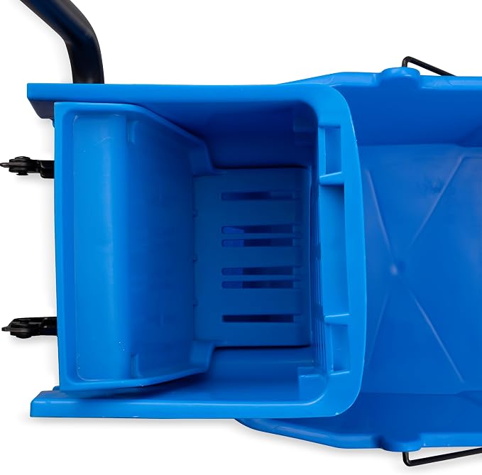 SPARTA Commercial Mop Bucket With Side Press Wringer, Floor Cleaning Essentials for Commercial and Home Use 26 Quart Capacity, 1 Count, Blue