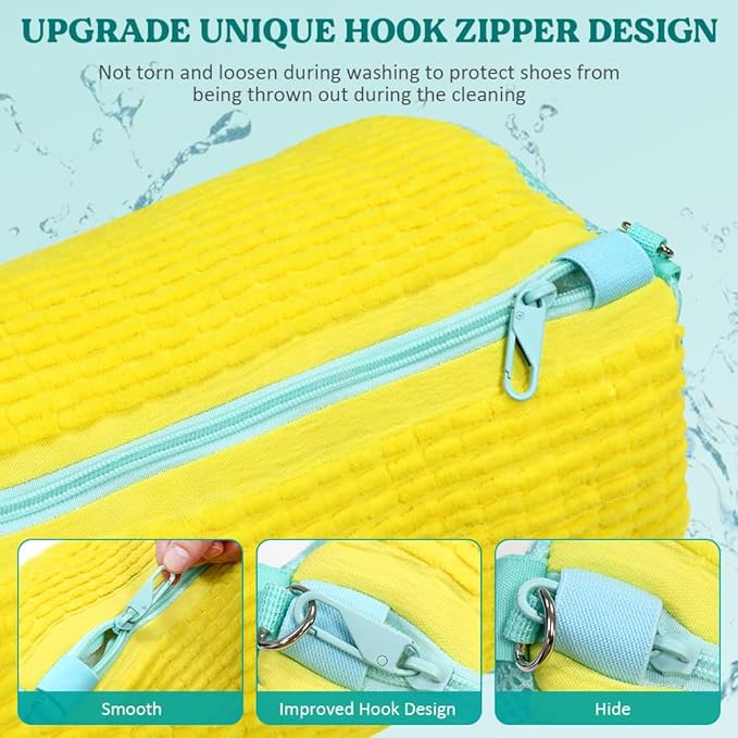 Shoe Washing Machine Bag 4 Pack, Shoes Washer Bags Durable Laundry Shoe Bag for Washer and Dryer, Reusable Shoe Cleaning Bags, Sneaker Washing Machine Bag, Yellow
