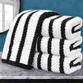 VOOVA & MOVAS Bathroom Hand Towels 4PC, 100% Cotton, 18x28 in, Black White | Quick Dry, Thick, Soft, Absorbency, Dorm Room Essentials Set, Suitable For Shower, Gym, Camping
