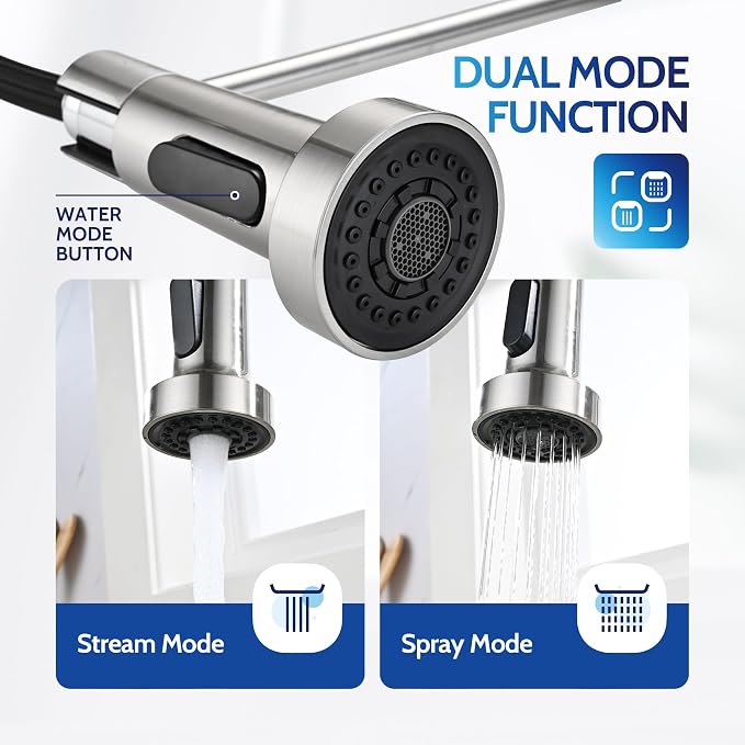 LUFEIDRA Touchless Kitchen Faucet with Pull Down Sprayer-Brushed Nickel Kitchen Faucet with Side Motion Sensor, Smart Hands-Free Spring Kitchen Sink Faucet for Modern Rv Outdoor Laundry Bar Sink