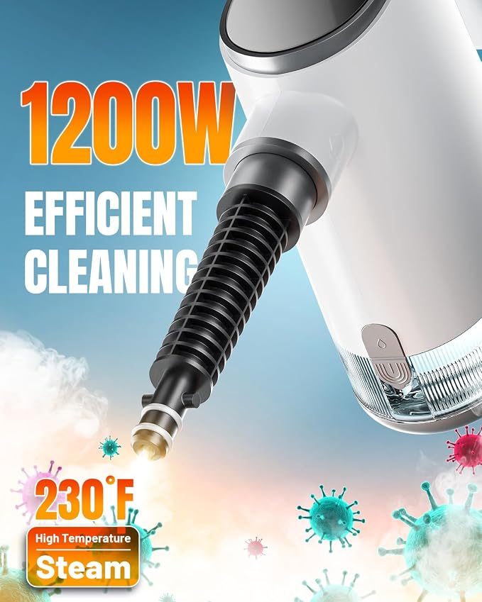 Handheld Steam Cleaner, 15s Fast Heating, Adjustable Steam, 650mL Large Water Tank, Pressurized Portable Steamer for Cleaning Home, Kitchen, Car, Bathroom, Tile, Furniture, Multi-Surface