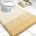 OLANLY Luxury Toilet Rugs U-Shaped 24x20, Extra Soft and Absorbent Microfiber Bathroom Rugs, Non-Slip Plush Shaggy Bath Mat, Machine Wash Dry, Contour Bathroom Mats for Toilet Base, Light Yellow