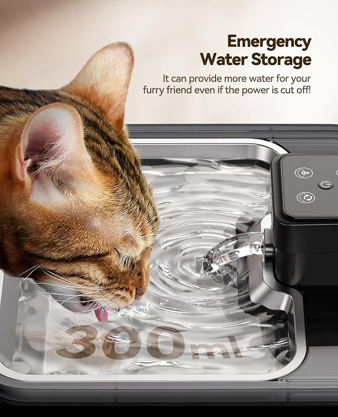 Cordless Cat Water Fountain : [Visual Filter] & [Heavy-Duty Stainless Steel] 3.2L/108oz, FEELNEEDY- Premium, Durable Design, 4000mAh Battery Operated Pet Fountain with Sensor, FN-W17 for Cats and Dogs