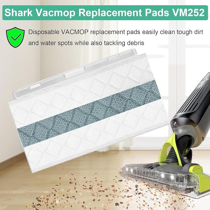 Disposable Replacement Vac Mop Pads for All Hard Floors Compatible with Shark VACMOP VM252 VM200 VM190 VM250 VM251 VM200C VM252C VC205 QM250 (40 Pack