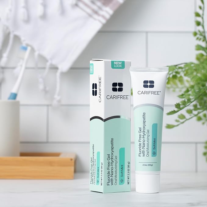 CariFree Nano Hydroxyapatite Toothpaste, Fluoride-Free, Mint, Pack of 4 | Fluoride-free nano-HAp gel; neutralizes pH; freshens breath & moistens mouth; toothpaste replacement, dentist rec.