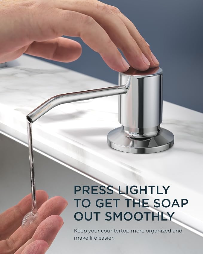 FORIOUS Kitchen Faucets with Soap Dispenser and Pull Down Sprayer, Chrome, Bar High Arc Single Handle Classic 3 Modes Stainless Steel Faucet for Kitchen Sink Farmhouse RV Laundry Camper