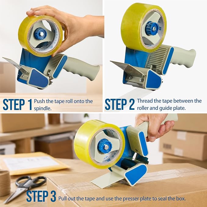 2 Inch Packing Tape Dispenser Gun, Heavy Duty Box Sealer | Side loading heavy duty dispenser for shipping, moving, warehouse packaging and box sealing.