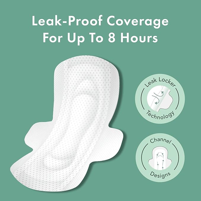 Rael Pads for Women, Organic Cotton Cover - Moderate Absorbency, Feminine Care, Ultra Thin, Sanitary Napkins with Wings, Unscented (Regular, 56 Total)