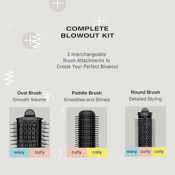 Conair The Curl Collective 3-in-1 Blowout Kit, 3 Interchangeable Brush Attachments to Create Your Perfect Blowout