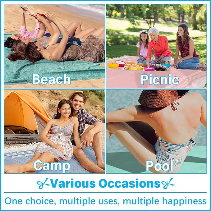 Vikumond Turkish Beach Towel Blanket Oversized 88x82 Inch Quick Dry Teal | Lightweight Compact Portable Sand Free Absorbent Boho Woven Throw for Pool Swimming Picnic Camping Cruise Outdoor Essentials
