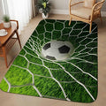 Soccer Washable Area Rugs for Living Room Bedroom, Large Non Slip Indoor Floor Carpet Absorbent Low Pile Goal Net Competitive Green Grass Athletic Door Mat Rugs for Bathroom Entryway 63"x90.6"