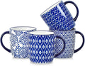 Selamica 10 OZ Coffee Mugs Set of 4, Small Coffee Cups Ceramic with Handle for Cappuccino Latte Cocoa Milk, Dishwasher Microwave Safe,Vintage Blue