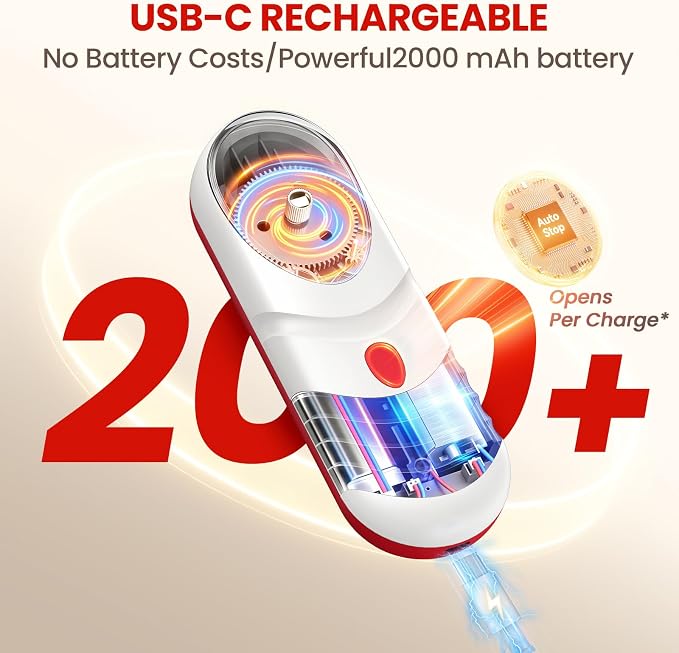 Electric Can Opener, Automatic Rechargeable Can Openers with One-Touch Smooth Edge & Magnetic Lid - Hands-Free Easy-Grip Opener for Seniors with Arthritis and Most Cans