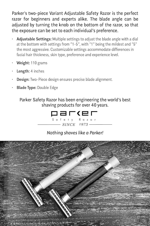 Parker 43M Mach3 Compatible Razor, Chrome All-Metal Brass Frame | All-Metal Chrome Razor With Brass Frame And Textured Grip; Accepts Gillette Mach3 Refills And Includes One Cartridge