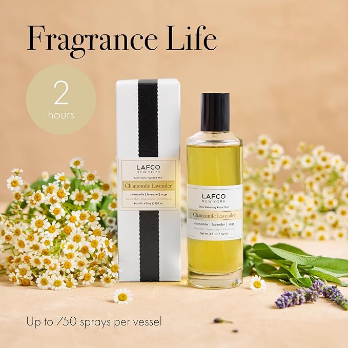 LAFCO New York Odor Removing Room Mist, Chamomile Lavender - 4 oz - Eliminates Unpleasant Scents & Provides Luxurious Fragrance - Up to 750 Pump Sprays Per Bottle - Made in the USA