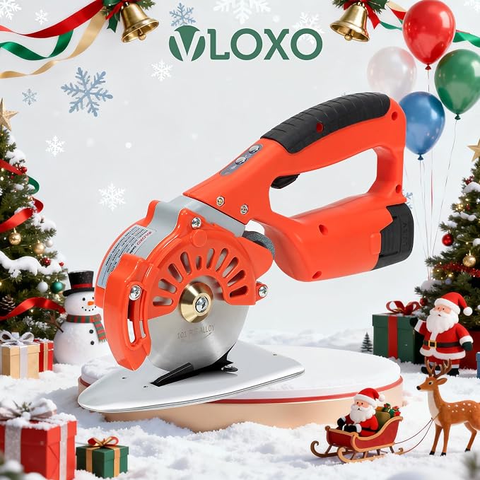 VLOXO Cordless Electric Rotary Scissors Power Fabric Cutter Rechargeable Rotary Cloth Scissors Adjustable Speed Electric Cutter with 2 Battery for Cutting Fabric Carpet Leather Multi-Layer Cloth