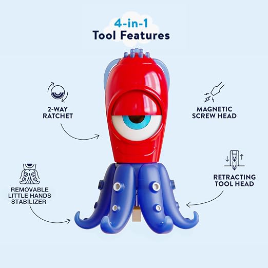 Handy Famm Kids Tape Measure & Tools Set Bundle – Hammer, Wrench, Screwdriver, Safety Glasses & Measuring Tape - 5 Piece STEM DIY Tool Kit for Boys & Girls Ages 5+