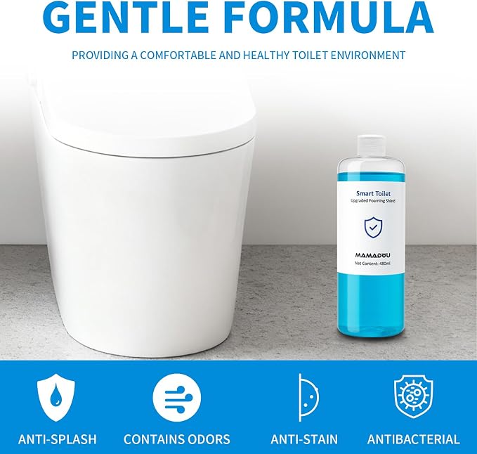MAMADOU Foam Shield Liquid For Smart Toilet 480ml 2Pack Splash Proof Deodorizing Foaming Agent Powerful Stain-Resistant Special Toilet Bowl Cleaner For Fresh Bathroom