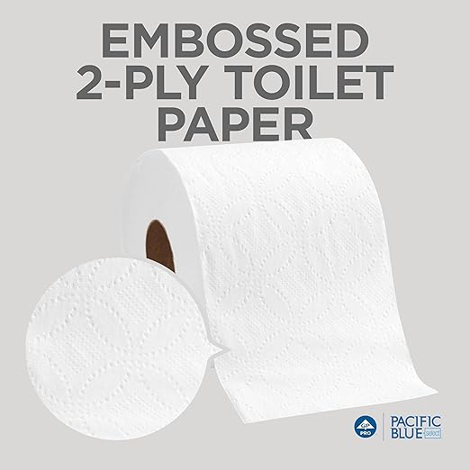 Pacific Blue Select Standard Roll 2-Ply Embossed Toilet Paper by GP PRO (Georgia-Pacific), 18280/01, 550 Sheet Per Roll, 80 Rolls Per Case