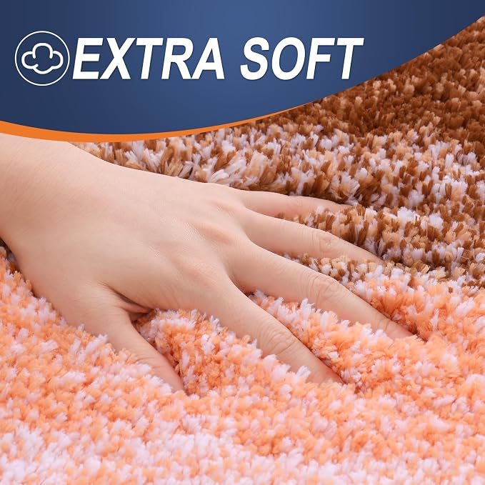 OLANLY Large Bathroom Rugs Mat 44x32, Extra Soft Absorbent Microfiber Bath Rugs, Rubber Backing, Quick Dry, Machine Washable Bath Mat for Bathroom Floor, Tub and Shower, Home Decor Accessories, Orange