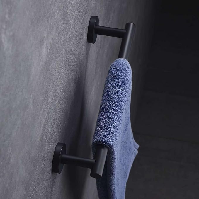 12 Inches Matte Black Towel Bar Bathroom Hardware 304 Stainless Steel Wall Mounted Kitchen Towel Holder Cloths Hanger