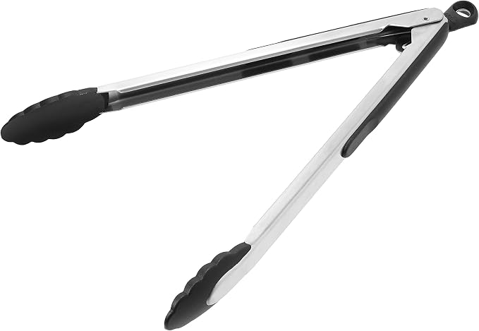 OXO Good Grips 12-Inch Stainless-Steel Locking Tongs, Multicolor & Good Grips 12-Inch Tongs With Nylon Heads,12 Inch,1 EA